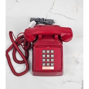 VTG Cortelco Red Touch Tone Amplified Desk Phone 250047-VBA-20M Assembled in USA